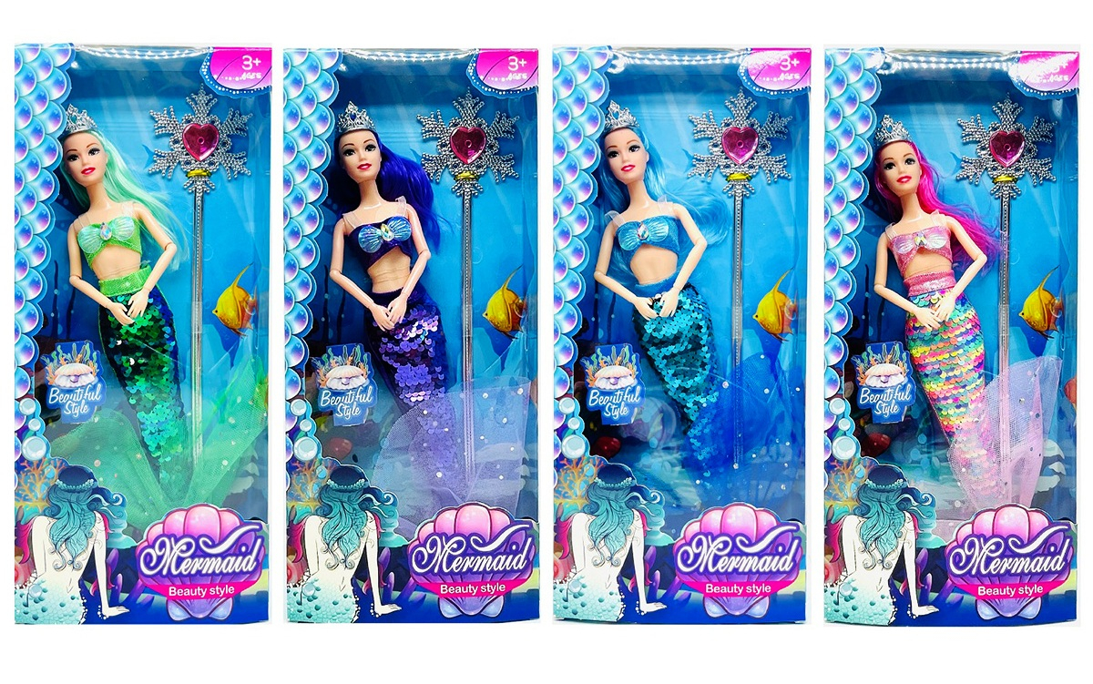 Русалка с корона и жезъл, четири цвята