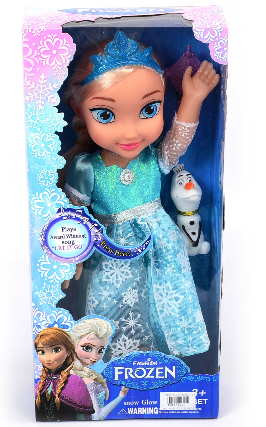 Музикална кукла Елза с корона и Олаф + ЗВУК