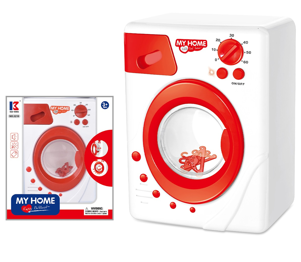 Реалистична малка пералня с 3 закачалки за дрехи