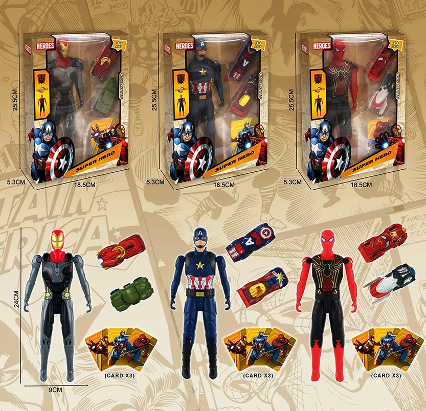 Сгъваеми герои с две колички и карти, три модела