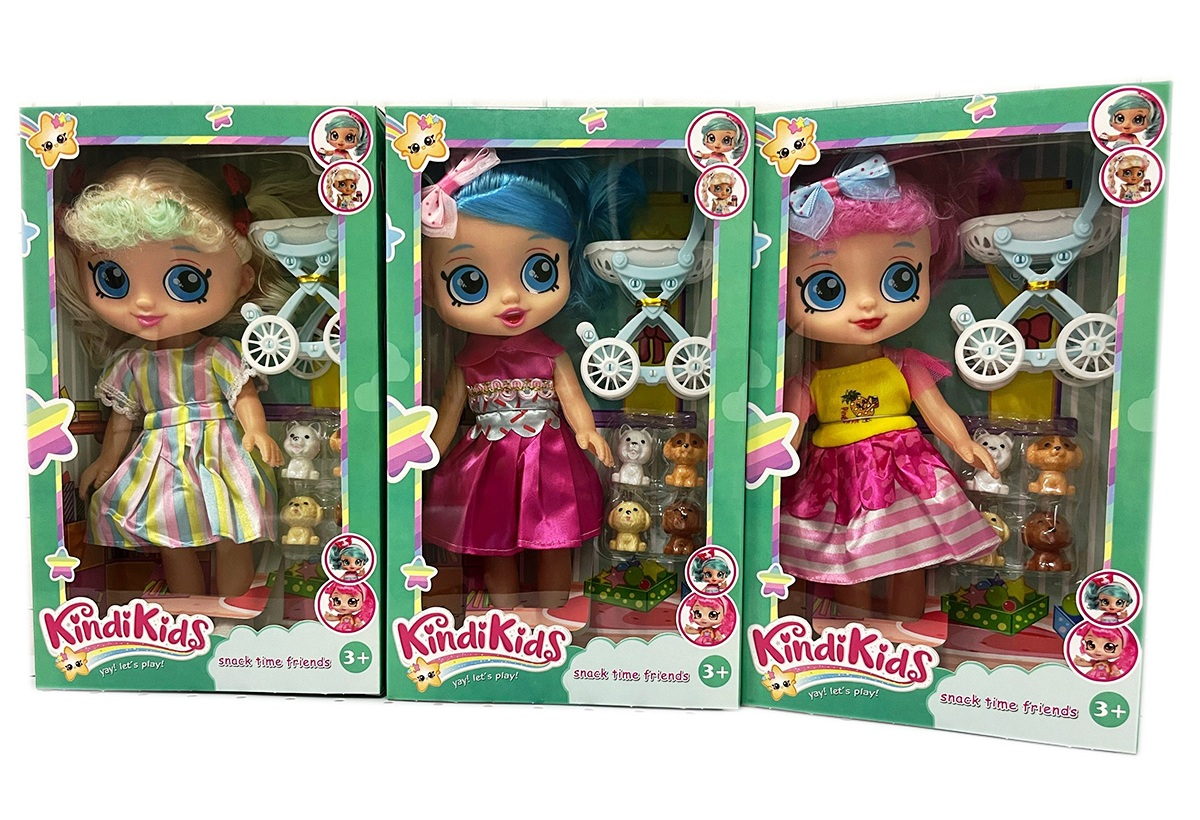 Кукличка Kindi Kids с количка и 4 кученца