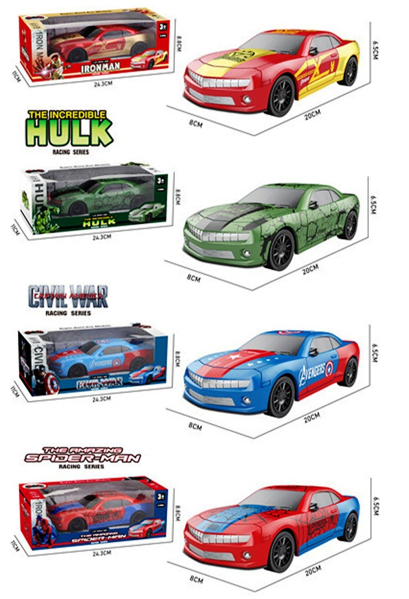 Спортна кола с дистанционно управление в 4 посоки, 4 вида герои, със СВЕТЛИНИ