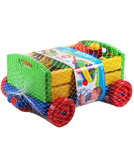 Конструктор в количка с дръжка с 24 големи части