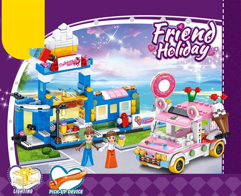 Конструктор тип лего със СВЕТЛИННИ ЕФЕКТИ, 2 фигурки и лепящи стикери, 411 части