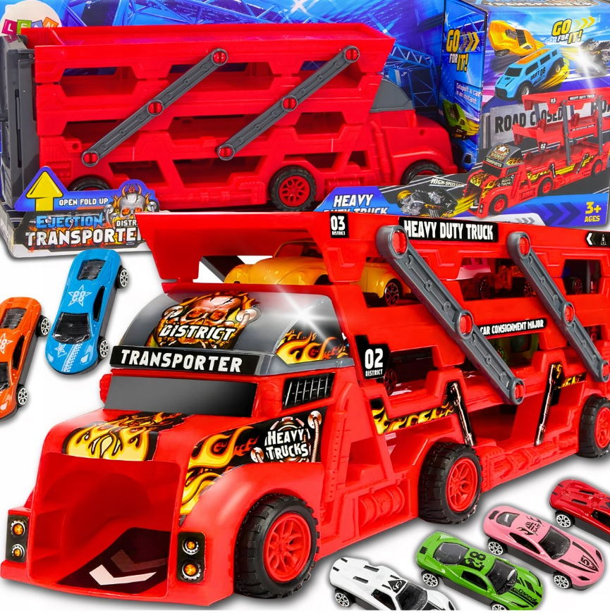 Автовоз на 3 нива с 6 коли, камион изстрелващ колички | IGUANA.BG