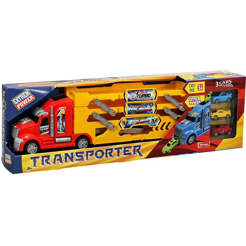 ГОЛЯМ Автовоз на 3 нива с 3 коли, камион с писта през кабината