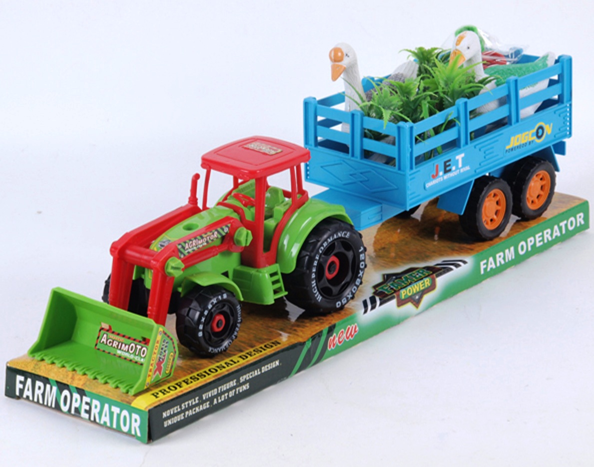 Трактор с ремарке и патета, разглобяем с гаечен ключ и отвертка