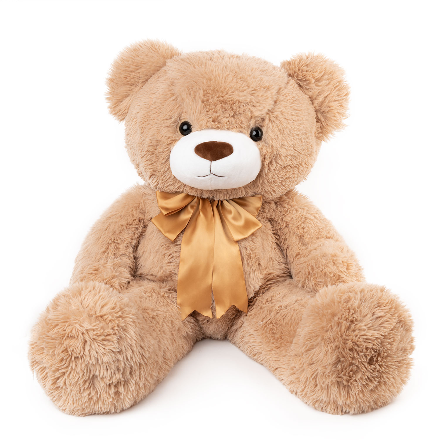 Голямо плюшено мече с панделка, 100см Кафяв