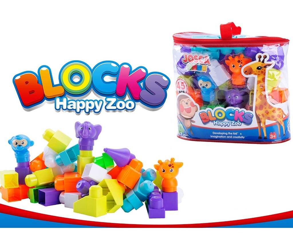 Голям конструктор с животни в чантичка, 45 части