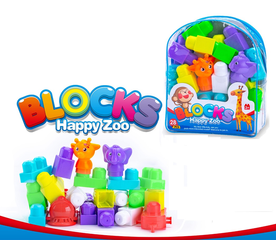 Конструктор с животни в чантичка, 28 части