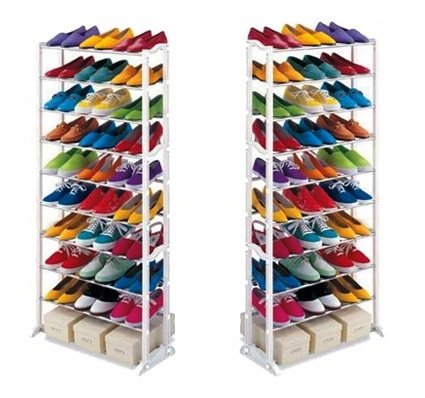 Голяма етажерка за обувки 30 чифта, метална, 10 нива