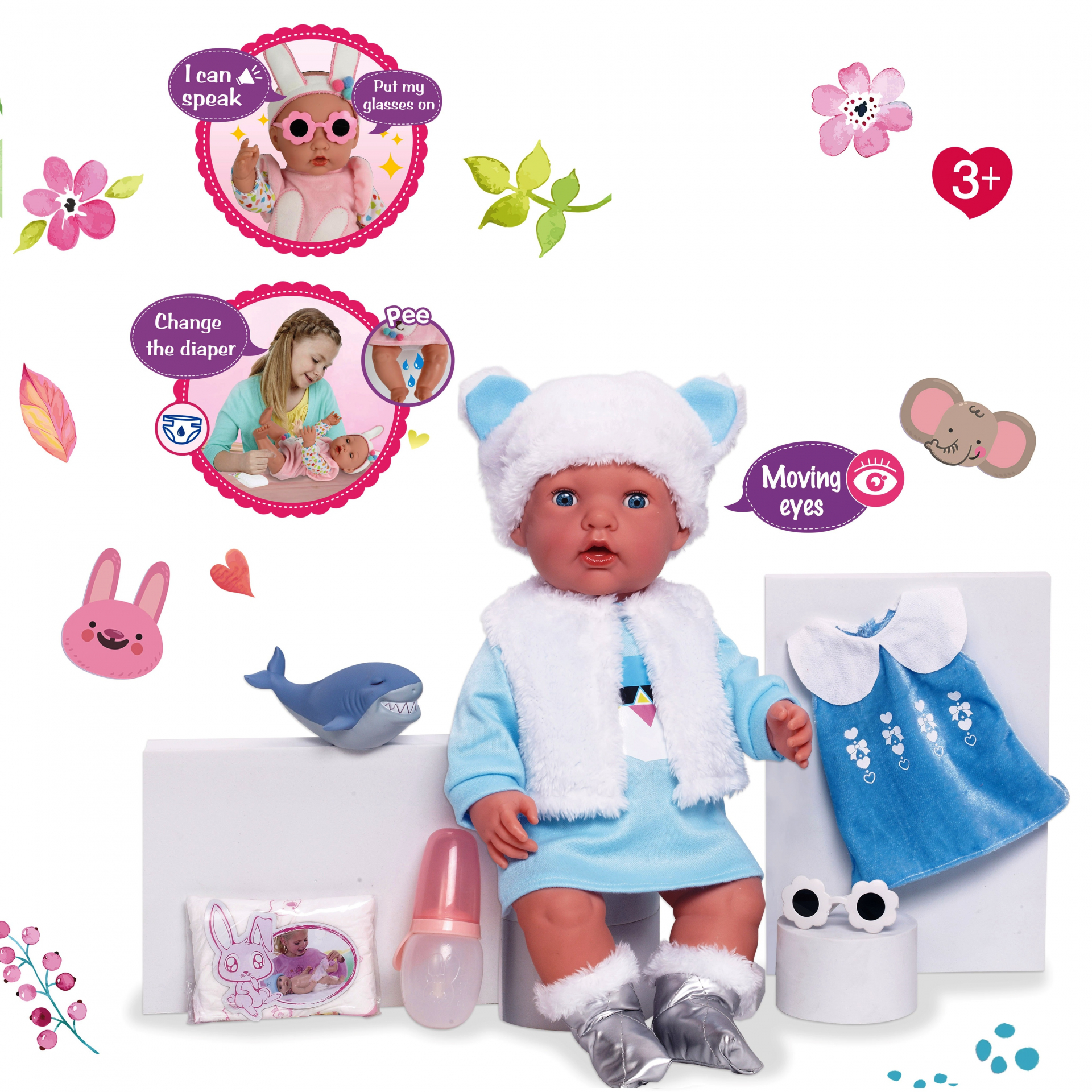 Реалистично пикаещо бебе със забавен костюм Акула