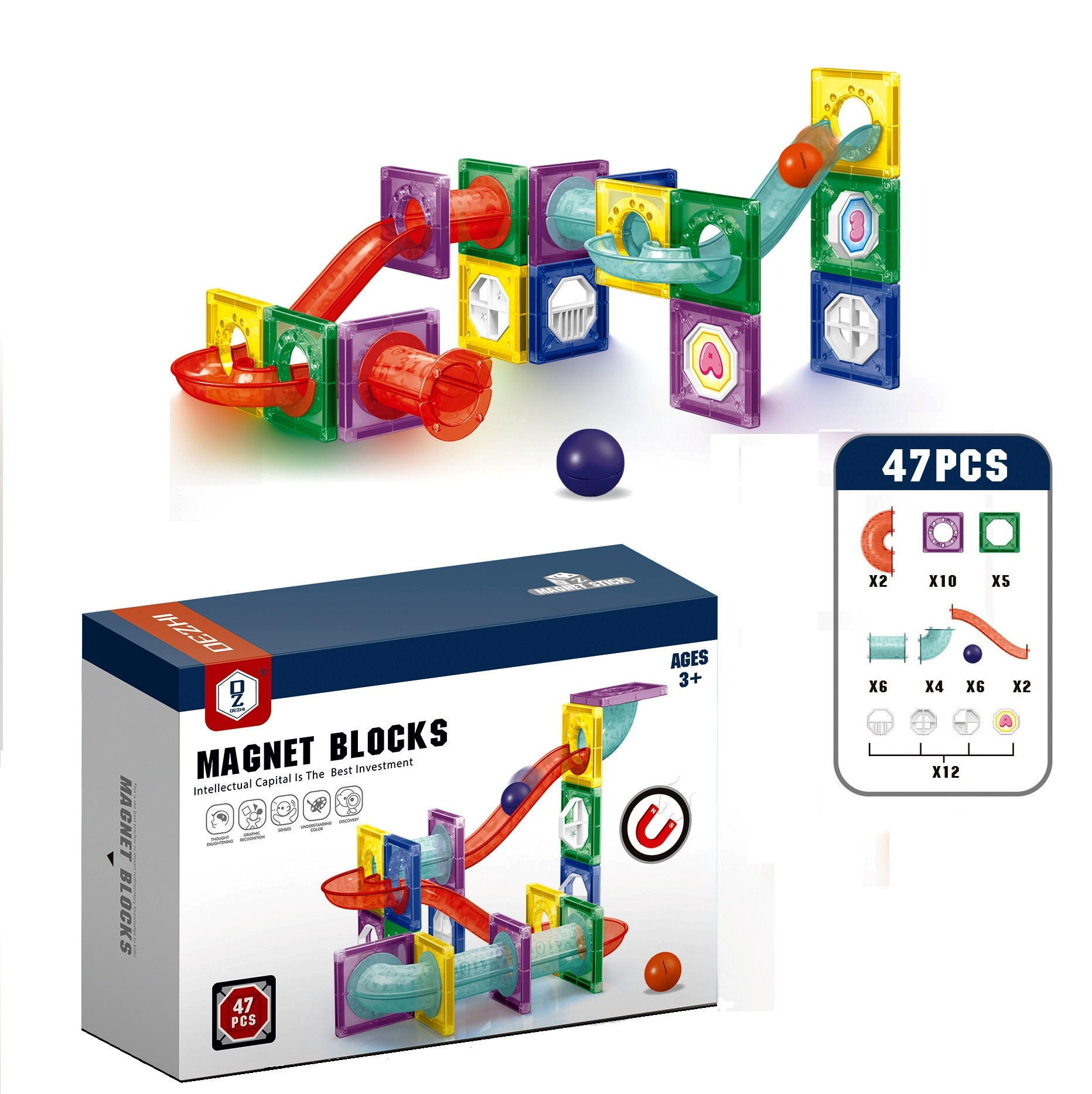 Магнитен конструктор с топчета 47 части