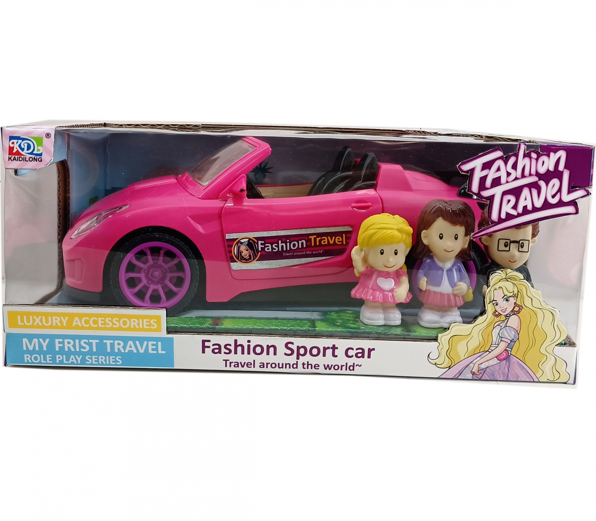 Кола кабрио с кукли, звук и светлина