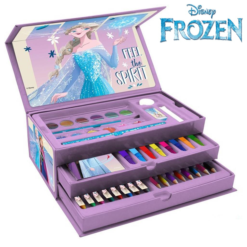 Рисувателен комплект 52 части в триетажно куфарче Frozen, Замръзналото кралство