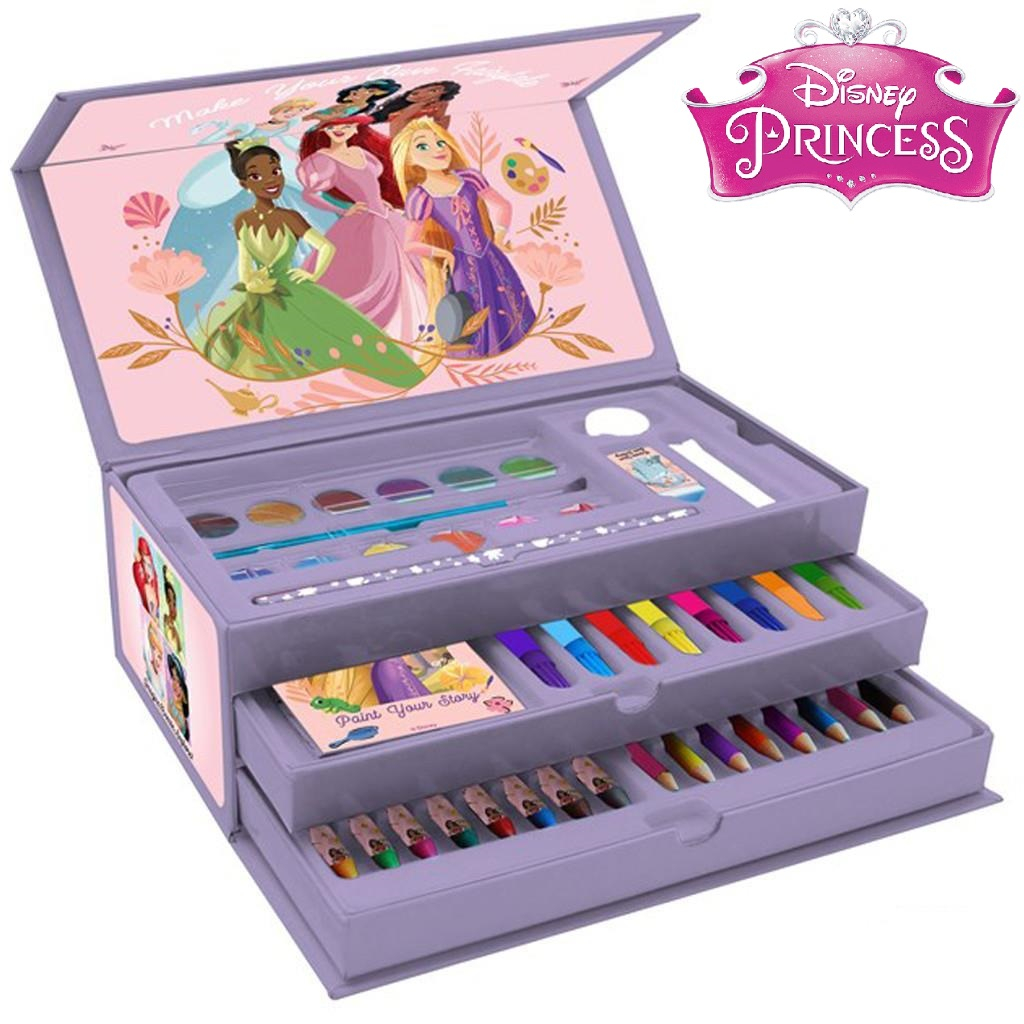 Рисувателен комплект 52 части в триетажно куфарче DIsney Princess, Принцесите на Дисни