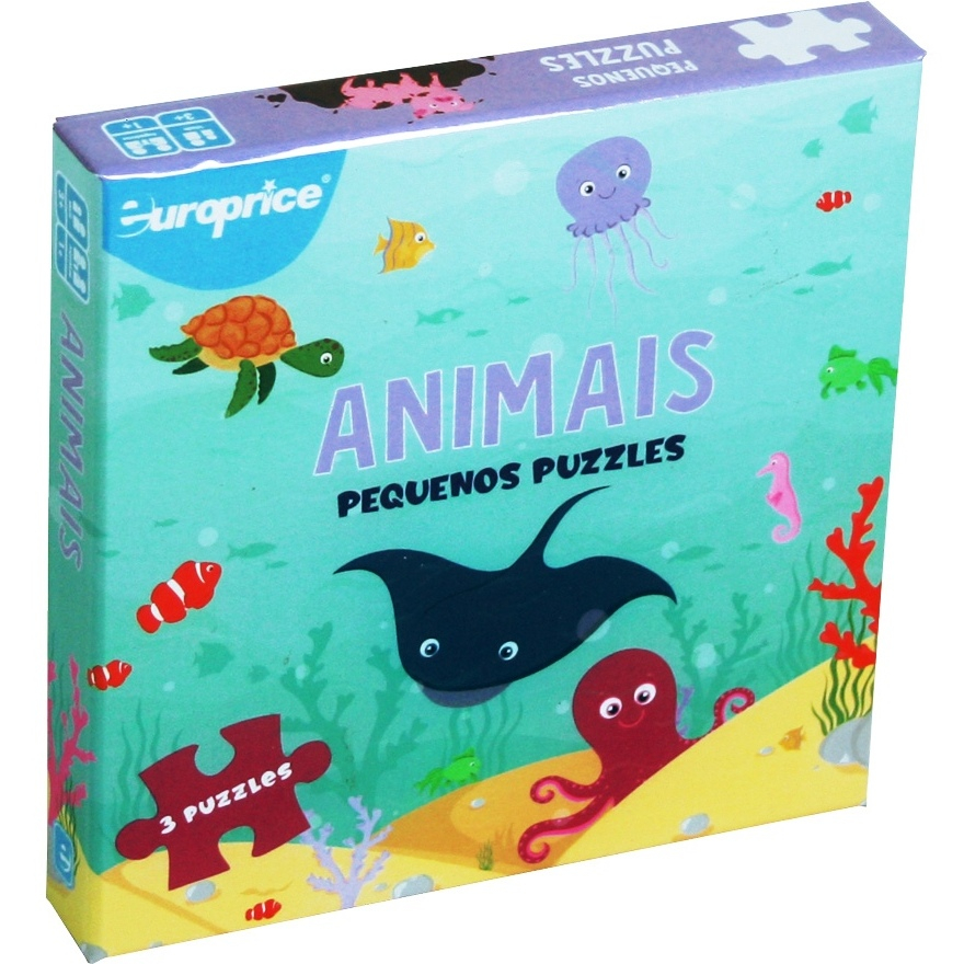 Мини пъзел 3 в 1 животни
