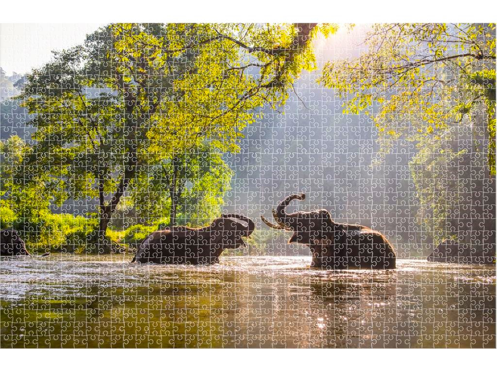 Пъзел Animal Planet, Анимал Планет, Слонове в езерото