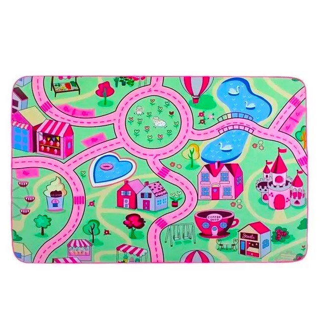 Детски килим 150х100см Розов Парк с път Pink Park Road