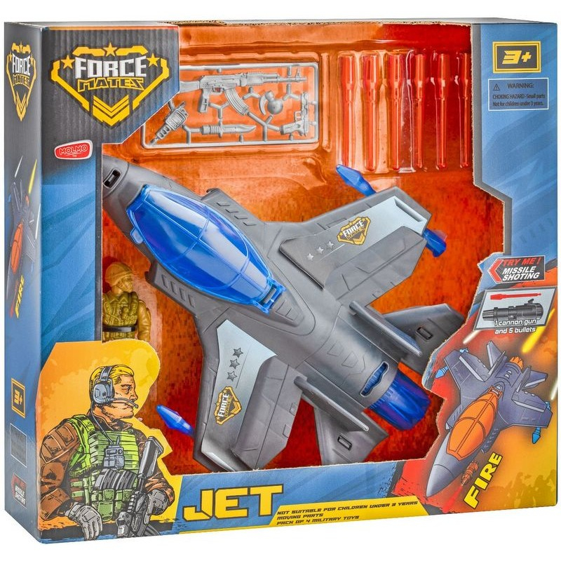 Военен самолет с войник изстрелващ ракети