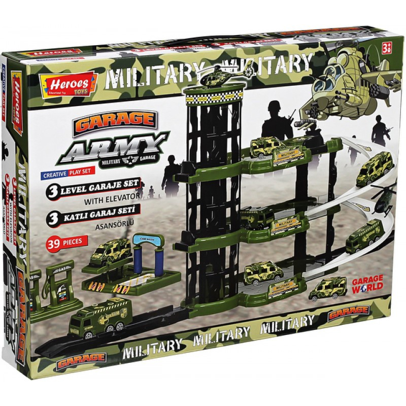 Паркинг на четири етажа, три площадки, военна база, бензиностанция, автомивка