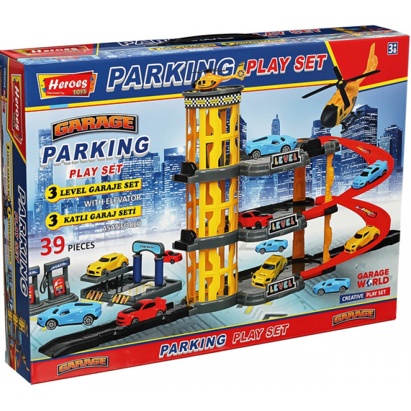 Паркинг на четири етажа, три площадки, бензиностанция, автомивка, колички и хеликоптер