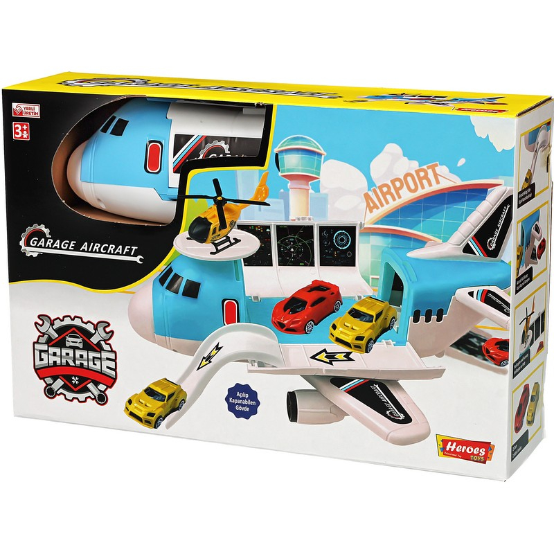 Голям транспортен самолет паркинг с писта и колички