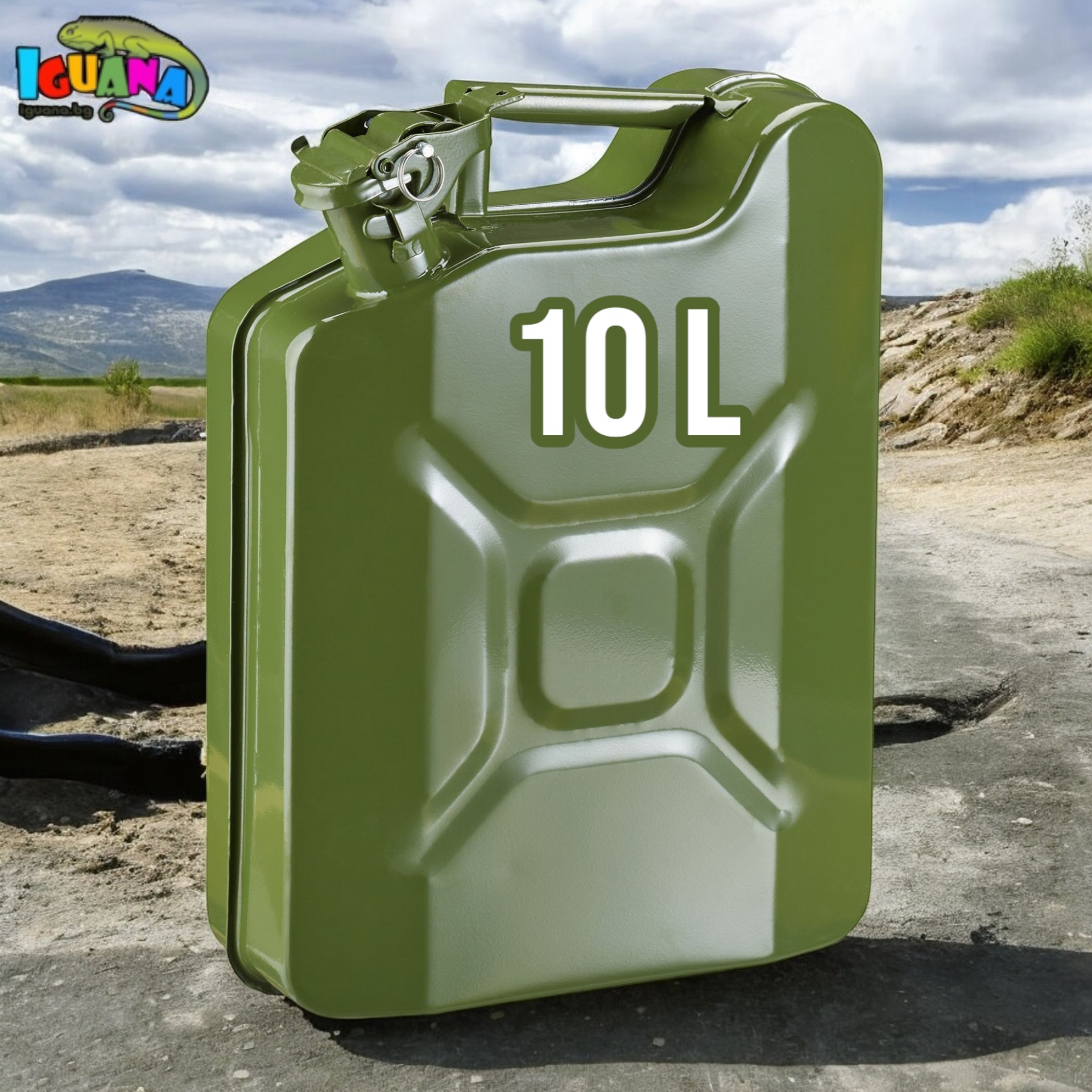 Метална туба за гориво 10 литра, за бензин, дизел, масло