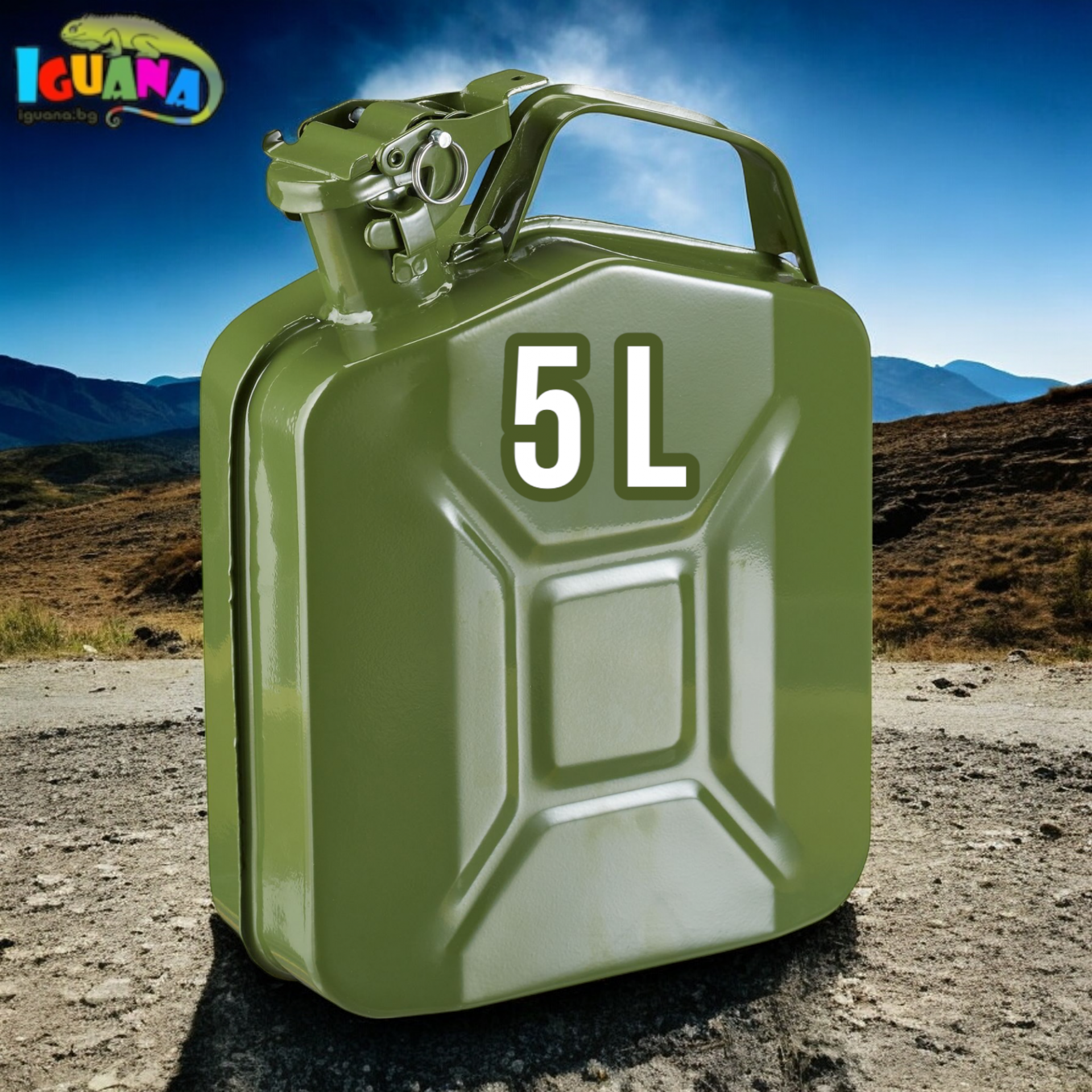 Метална туба за гориво 5 литра, за бензин, дизел, масло