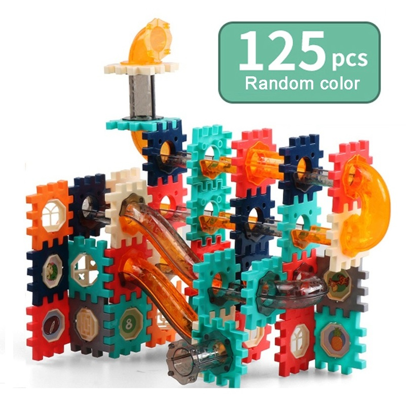 Конструктор с 8 топчета, тунели и пързалки, 125 части