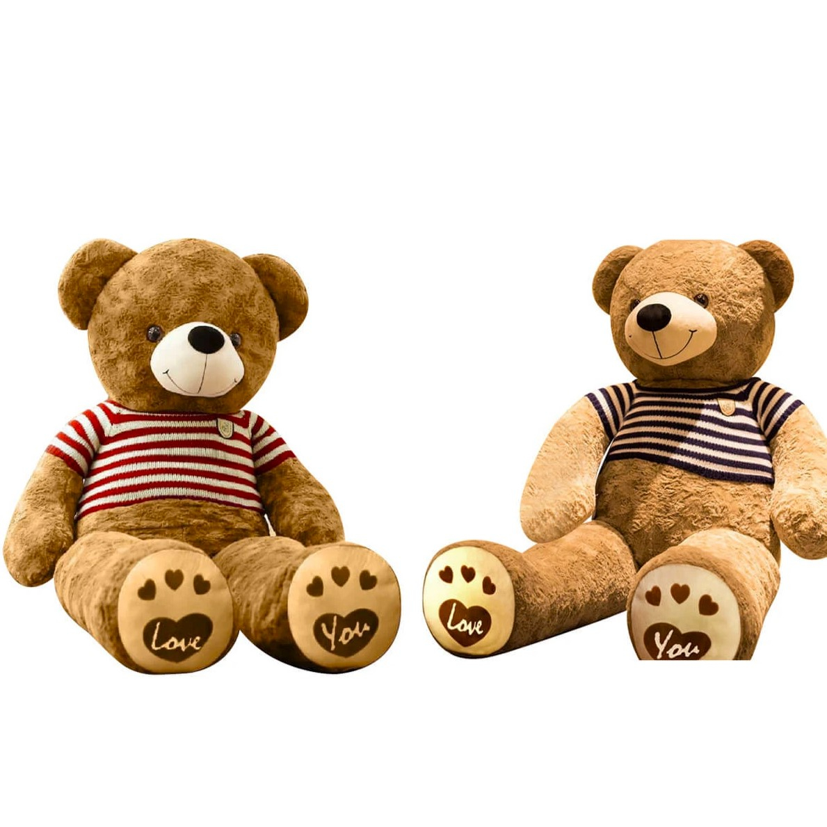 Голямо плюшено мече с блузка на райе 77см.