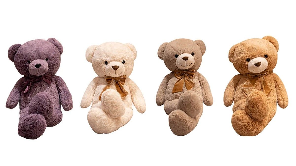 Плюшено мече с дълги крака и кадифена панделка 85см. в четири цвята