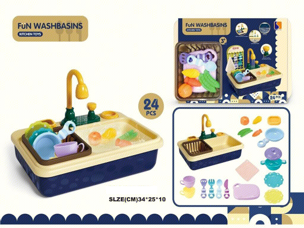 Мивка с течаща вода и продукти, 24 части