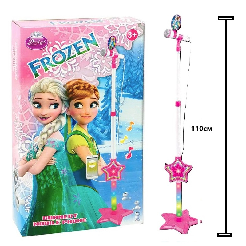 Детски микрофон на стойка Ледено царство 110см със светлини, звук и вход за MP3