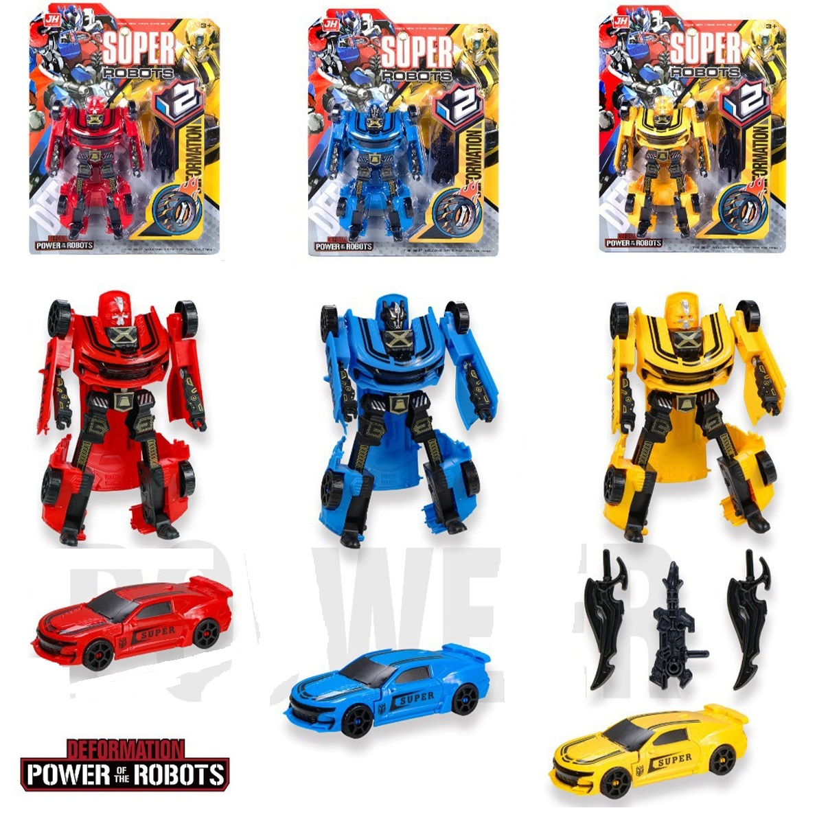 Трансформърс Super robots с оръжие, спортна кола