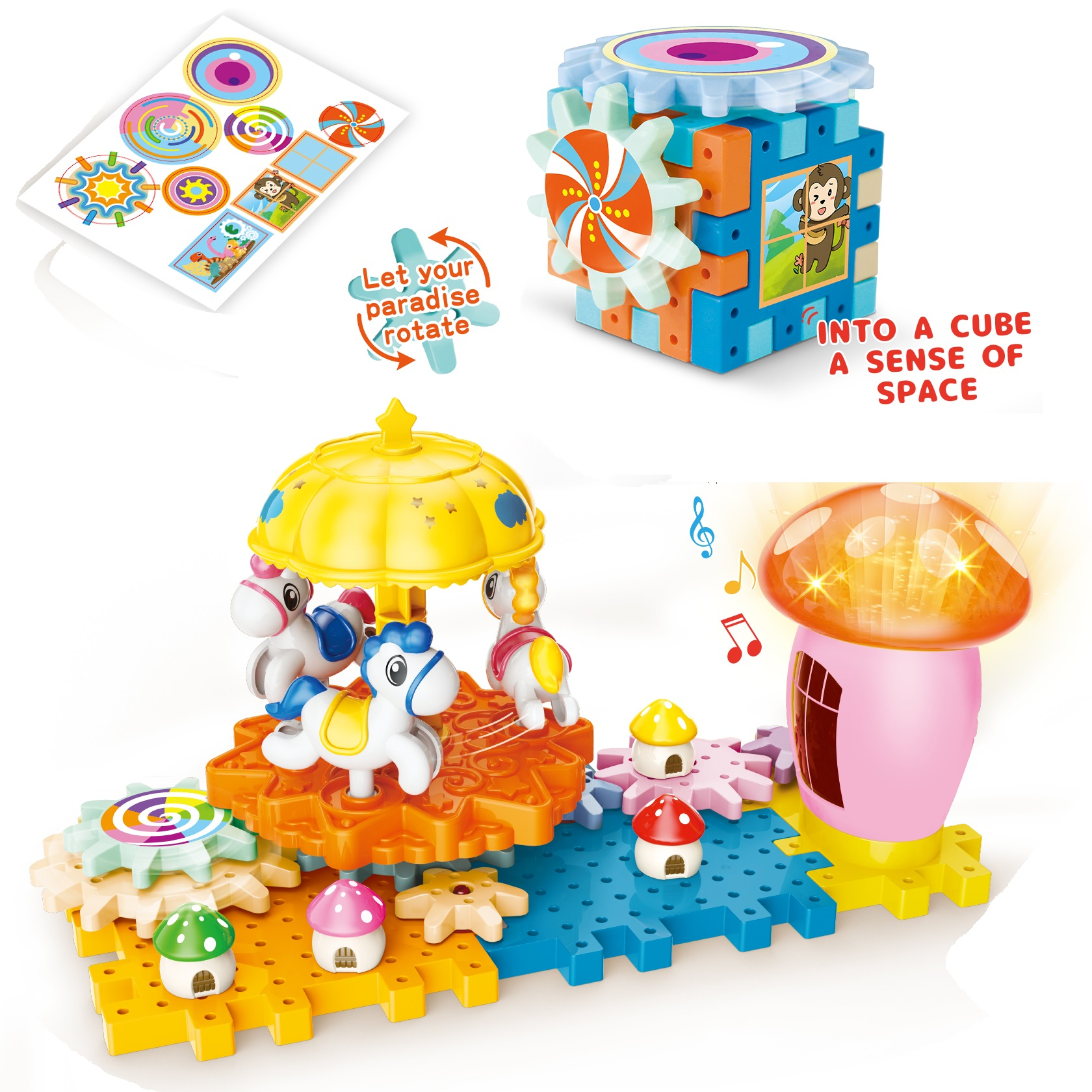 Конструктор механична въртележка на батерии, 38 части