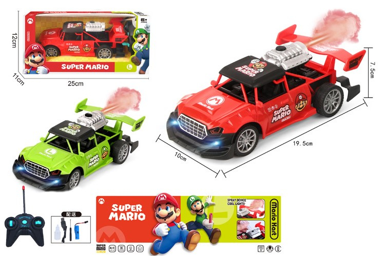 Детска кола с пушек Марио, радиоконтрол, светлини с акумулаторна батерия 2 цвята