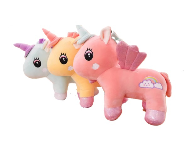 Плюшен еднорог с бродирана дъга 25 см