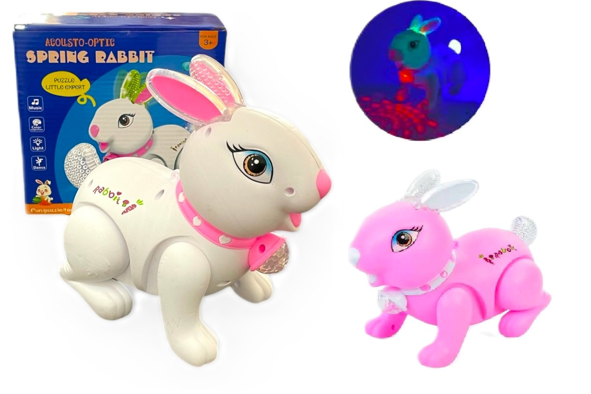 Подскачащо зайче с музика и светлина