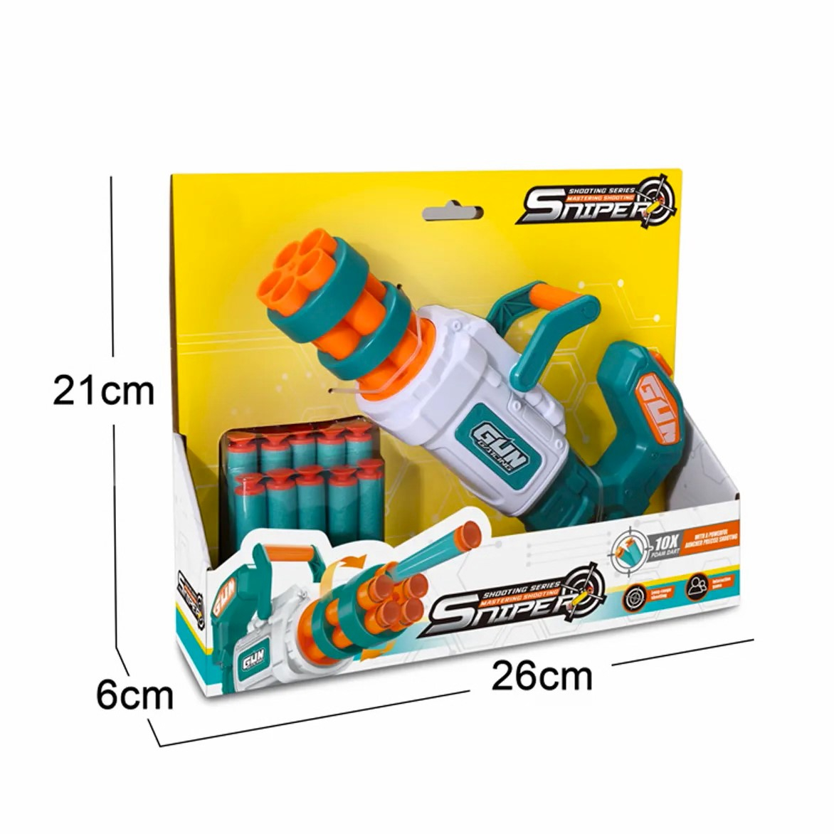 Механичен бластер, пистолет с гнездо от 5 меки стрели