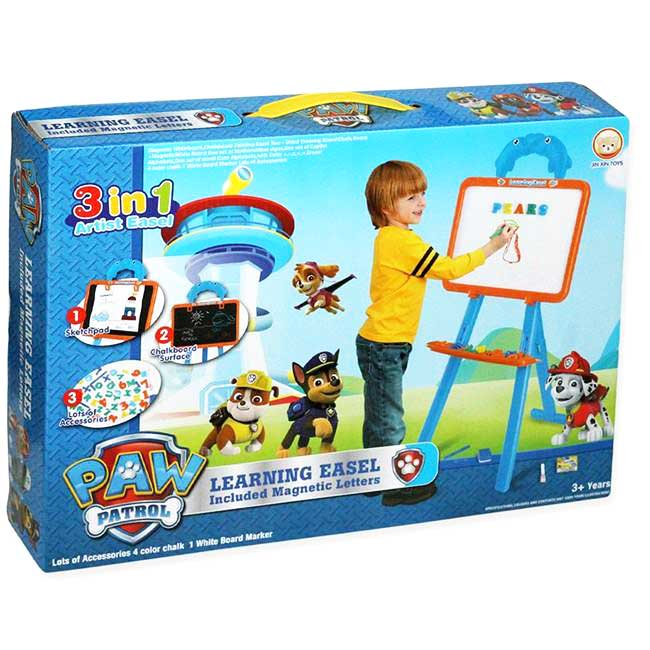 Голяма магнитна двулицева дъска за рисуване и писане 3в1 на стойка Кученца