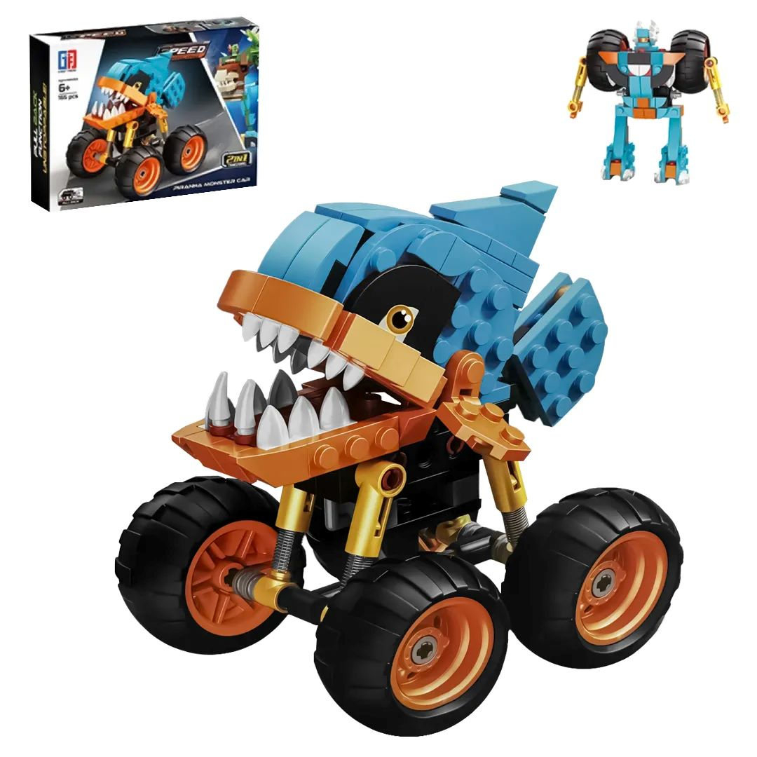 Конструктор Бъги пираня , трансформърс с pull - back функция 165 части