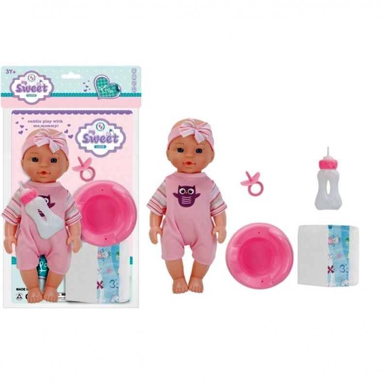 Пикаещо бебе с памперс и аксесоари, 36 см
