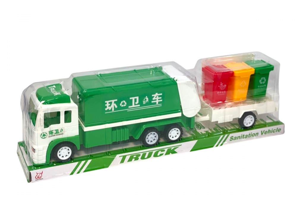 Инерционен камион за боклук с кошове за разделно изхвърляне