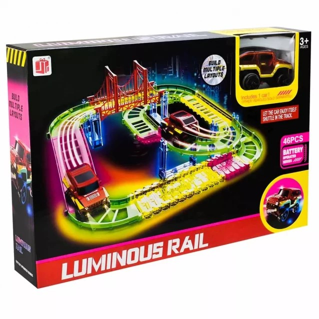 Детска светеща писта с джип 46 части и фосфорно осветление