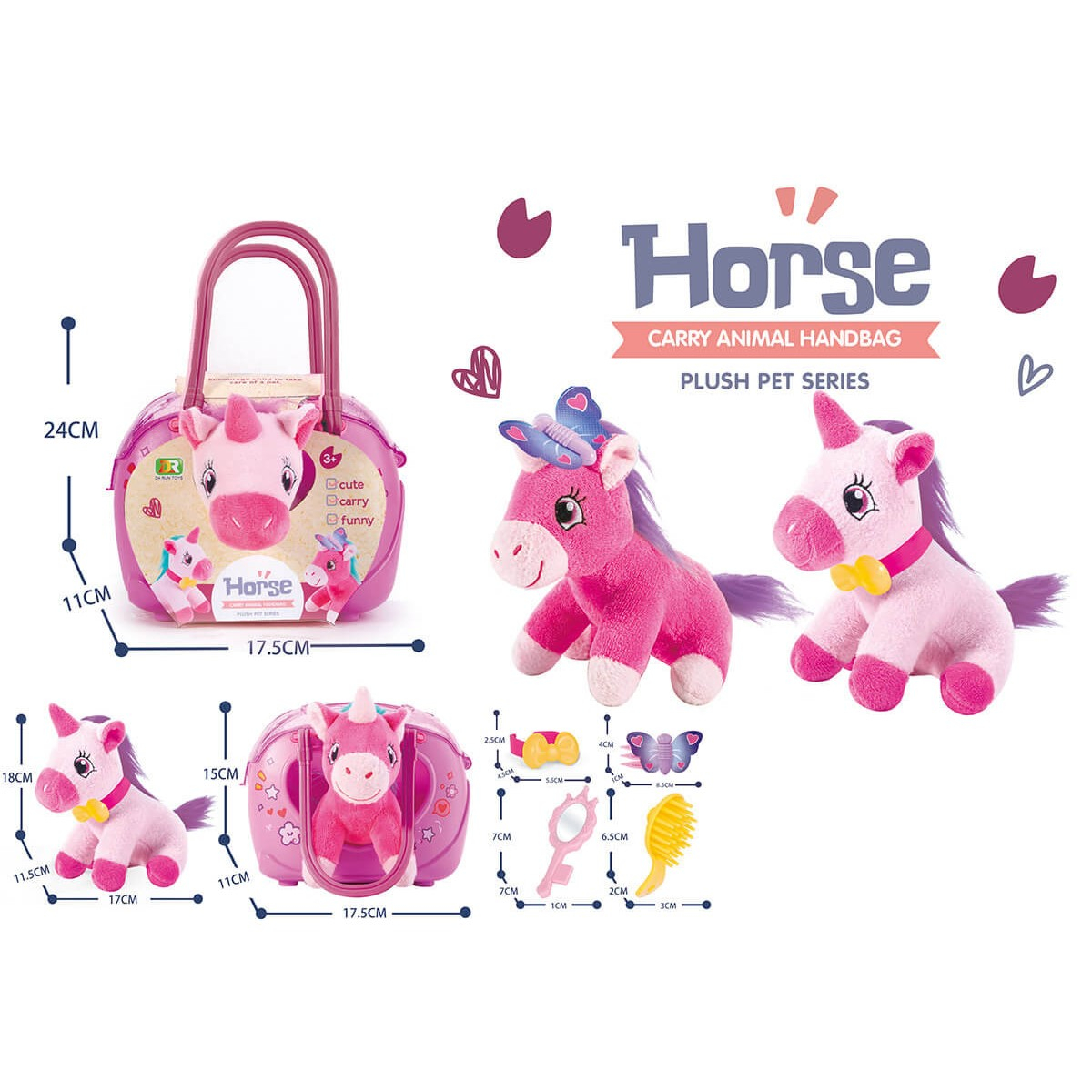 Плюшен еднорог в чанта в два цвята