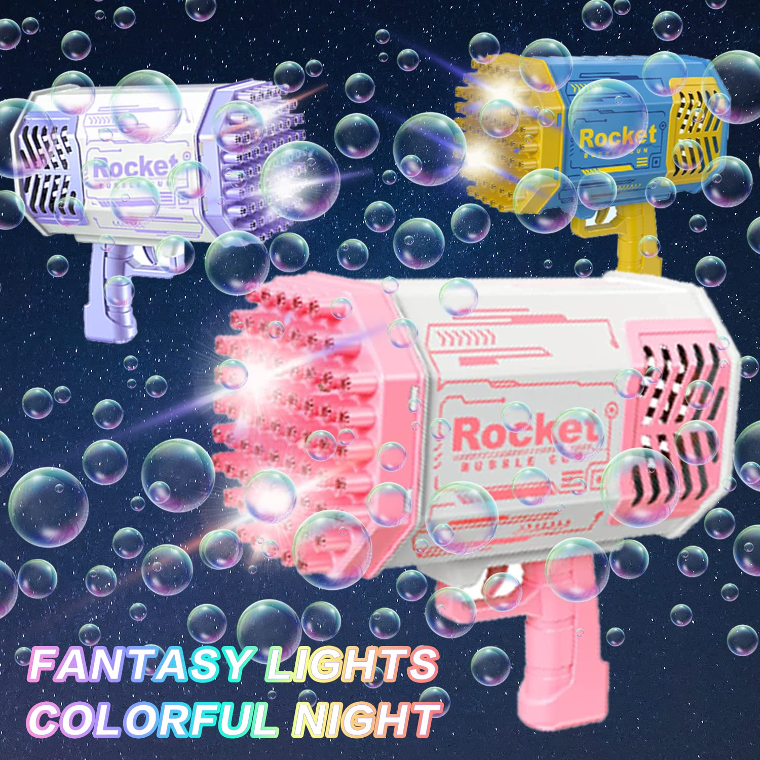 Базука с 69 дула за светещи сапунени балони Bubble Gun Rocket LED