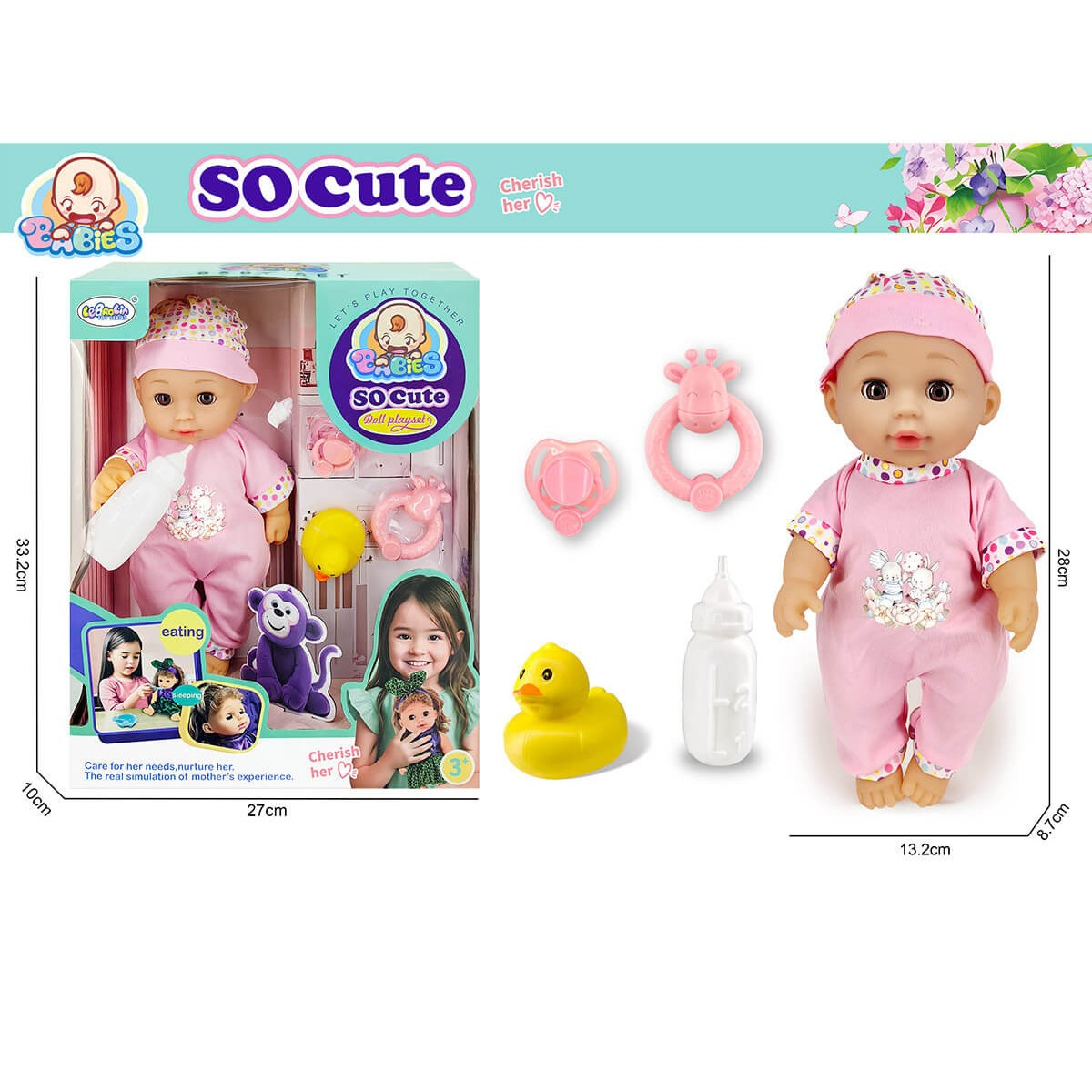 Пикаещо бебе, което яде и спи с дрънкалка и пате