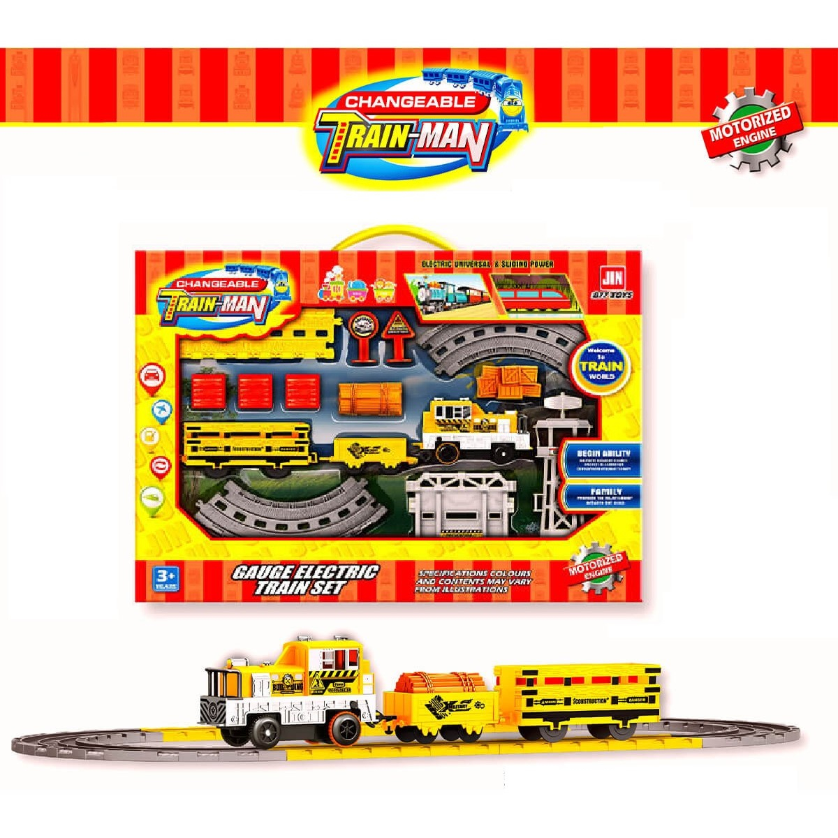 Строителен влак с указателни знаци, два вагона на батерии