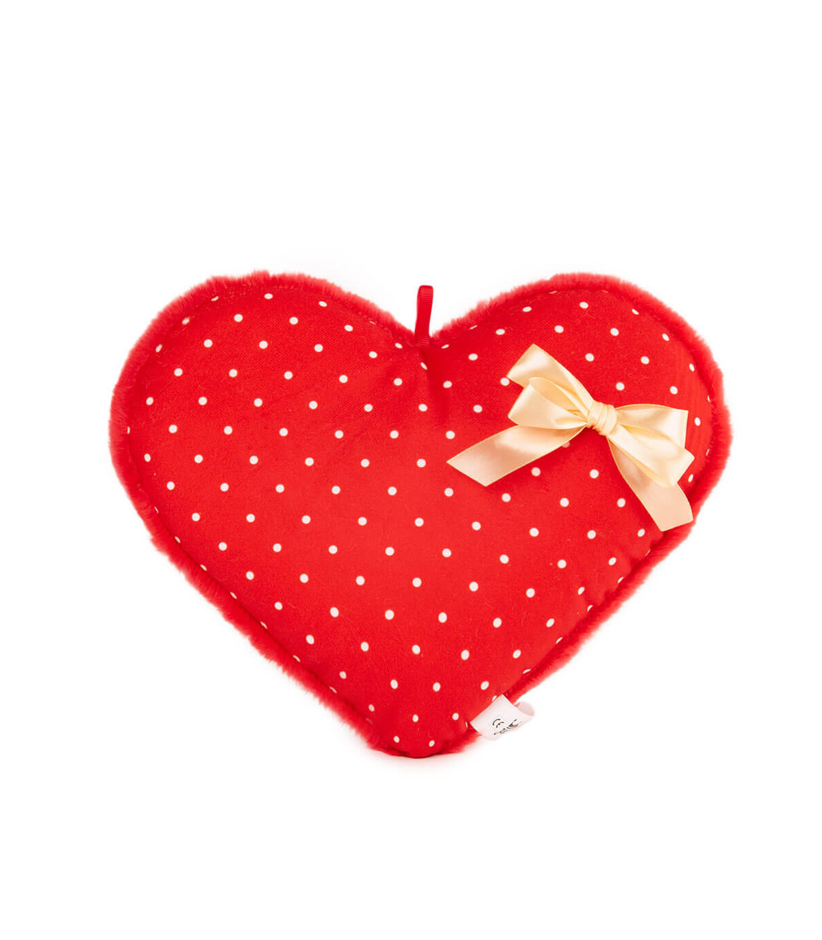 Плюшено Сърце на Точки и панделка 35 см